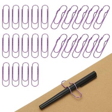 Imagem de PATIKIL 24 clipes de suporte de caneta para notebook, clipe de caneta de metal de 7 x 1,7 cm para prancheta de escritório, jornal, organizadores de mesa de casa, roxo