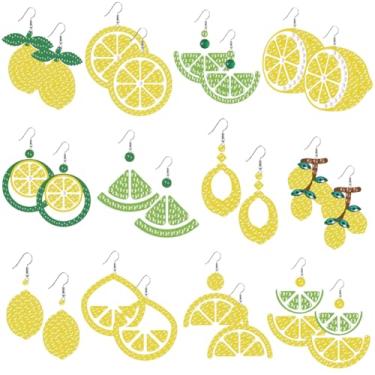 Imagem de beinkmake 12 pares de brincos pintados de diamante, kit de fabricação de brincos vintage com estampa de limão, arte de diamante pintado, kit de fabricação de brincos vintage para artesanato faça você
