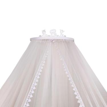 Imagem de Dossel com Mosquiteiro em Tule para Berço Luxo com Renda | Proteção Contra Mosquitos | Decoração Elegante para Quarto de Bebê(Branco)