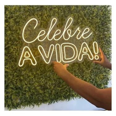 Imagem de Letreiro Luminoso Led Neon Celebre a Vida Aniversário(Branco quente)