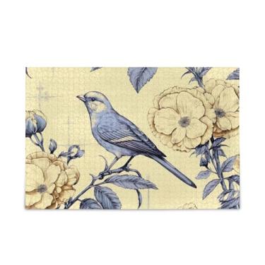 Imagem de WELLDAY Quebra-cabeça retrô pássaros 1000 peças grande jogo de arte para adultos adolescentes