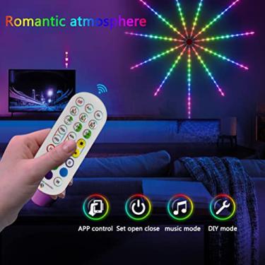 Imagem de YWBL-WH Luzes de Fadas LED de Fogos de Artifício, Luzes de Tira RGBIC, Sincronização de Música Com Controle Remoto para Festa de Natal e Decoração de Sala de Jogos