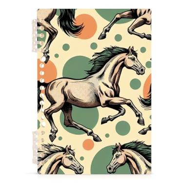 Imagem de Burbuja Caderno Running Horses, papel pautado universitário A5 com 60 folhas, fichário para escritório, 1 pacote