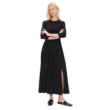 Imagem de Theory Vestido feminino midi plissado de manga comprida, Preto, 40