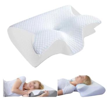 Imagem de SPXMQSS Almofada ergonômica para dor no pescoço Almofadas para dormir laterais Almofada anti-ronco Almofada de espuma de memória Almofada ortopédica branca