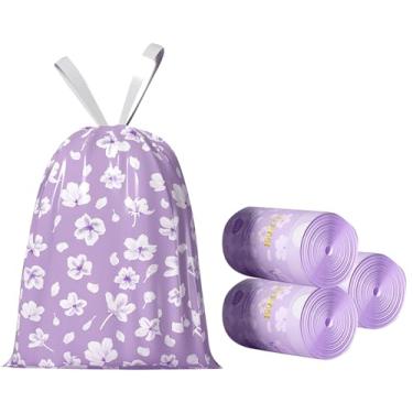 Imagem de Sacos de lixo de 4 galões, 90 peças, sem cordão, separados para banheiro, escritório, casa, quarto, lixeira, sacos de cesto de lixo (roxo 02, 90 peças)