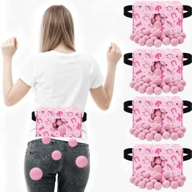 Imagem de JarThenaAMCS Pacote com 4 bolas de baloiço de despedida de solteira, conjunto de 4 tiras, 4 caixas rosa para balas de discoteca e 80 bolas para aniversário, chá de mesa, tênis de mesa, Twerk, jogo