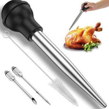 Imagem de T-Raputa Conjunto de pastilha de peru – inclui baster para cozinhar, escova de churrasco, 2 garras trituradoras de carne, 2 injetores de sabor com escova de limpeza – para utensílios de cozinha