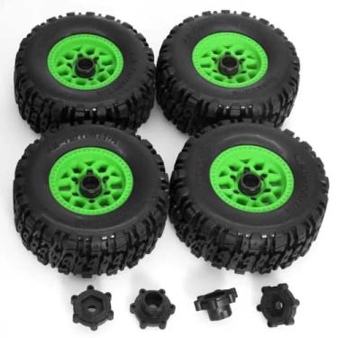 Imagem de STMU 1/10 RC Wheels and Tires Truck Tires Short Course Tires 12mm/14mm Hex for 1/10 Scale Car Arrm a Senton,Slash 2WD 4×4,Axia1,Rc 4wd,Red cat,Plastic Wheels Rubber Tires,4pcs (Green)