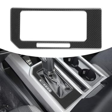 Imagem de Agulier Compatível com painel de câmbio interno de controle central de carro, adesivo de moldura de proteção de fibra de carbono real acessórios interiores decoração para Ford F150 2015-2020 (preto)
