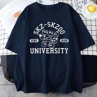 Imagem de Camiseta Stray Kids Unissex, Azul, G babylook