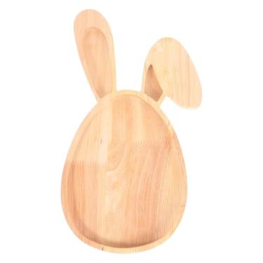 Imagem de CALLARON Bandeja de servir de Páscoa, tábua de charcutaria de madeira de 30,5 cm, prato de coelho de madeira, tábua de corte de coelho, bandeja de coelho fofo para festas, bandeja artesanal em forma