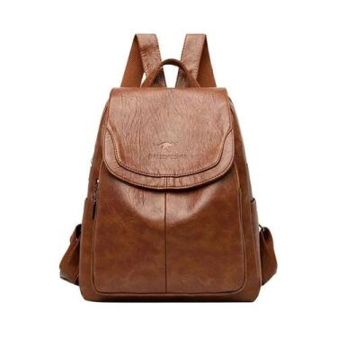 Imagem de Mochila Vintage De Grande Capacidade Em Couro PU Para Mulheres, Bolsa 