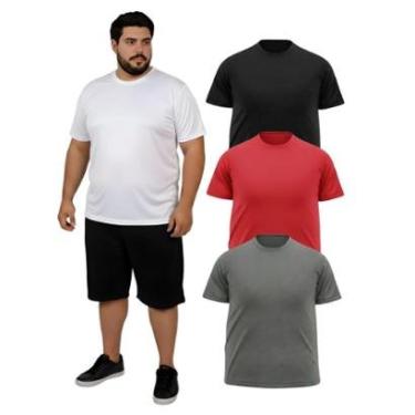 Imagem de Kit 3 Camiseta Manga Curta Masculina Dry Fitness Plus Size-Masculino