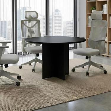 Imagem de Mesa Reunião Redonda 110cm x 110cm 4 Lugares Pés Painel para Escritóri