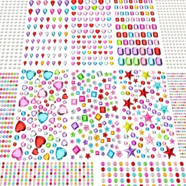 Imagem de Adesivos de pedras preciosas, pedras autoadesivas para artesanato