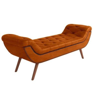 Imagem de Puff Recamier Decorativo Com Tachas 195cm Santorini Couríssimo Camel