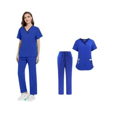 Imagem de Conjunto De Uniforme De Enfermagem Feminino Leve E Fino Com Manga Curt