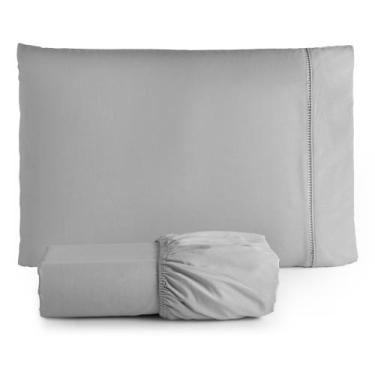 Imagem de Jogo de Lençol Solteiro 2 Peças Liso 100% Algodão 180 Fios Toque Macio