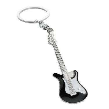 Imagem de Chaveiro Creative Black Guitar Metal Painted Electric - yiweisai