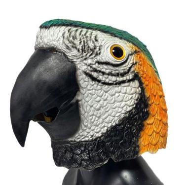 Imagem de Máscara colorida com cabeça de animal realista de papagaio para o Hall