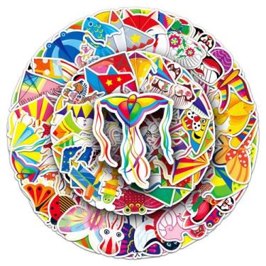 Imagem de Adesivos de pipa, 50 unidades de adesivos coloridos de desenhos animad