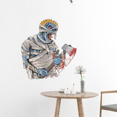 Imagem de Adesivos de parede Halloween Blue Zombie com machado PVC 35x38cm - yiw