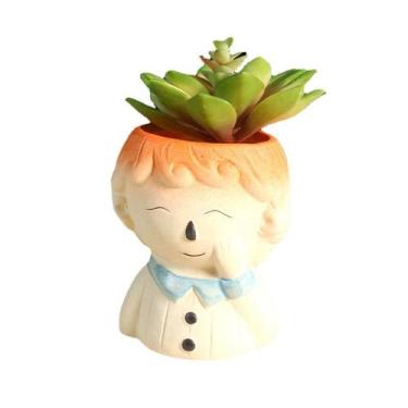 Imagem de Vaso de flores em cerâmica para plantas Cartoon Boy Hand-on-Cheek D - 