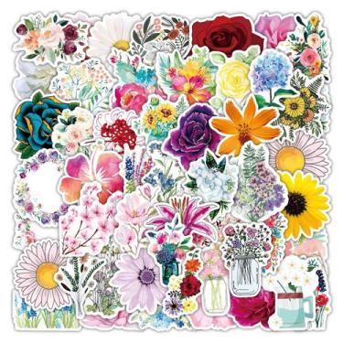 Imagem de Adesivos Blooming Flower, 50 unidades, desenhos animados coloridos, vi