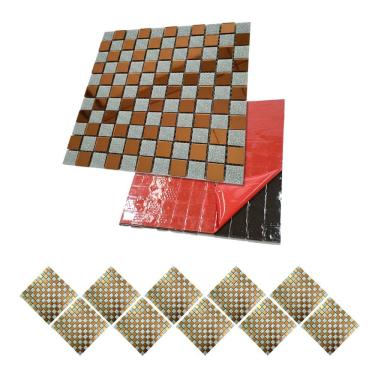 Imagem de Pastilha De Vidro Kit 10 Uni Adesiva Parede Cozinha Sala Banheiro Decorativa Moderna Requintado Reforma Facil Aplicacao