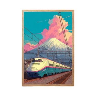 Imagem de Impressão Em Tela De Paisagem Ferroviária Japonesa Retrô De Rua Noturn