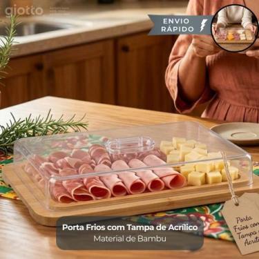 Imagem de Porta Frios Bambu Giotto Bandeja Tampa Presunto Queijo