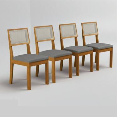 Imagem de Conjunto 4 Cadeiras para Sala de Jantar Mdf Flora Cinamomo/Cinza