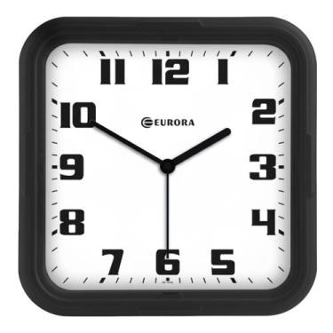 Imagem de Relógio de Parede Eurora Quadrado 6540 (22,5 Cm), Preto