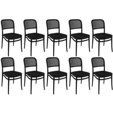 Imagem de Kit 10 Cadeiras de Jantar Roma para Sala e Cozinha - ALL BLACK - Magaz