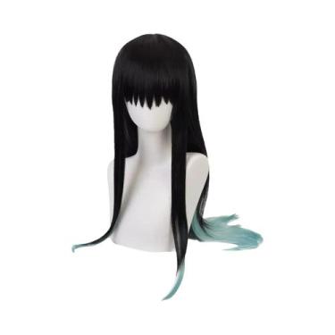 Imagem de Peruca Sintética Verde E Rosa Longa Para Cosplay De Kanroji Mitsuri De
