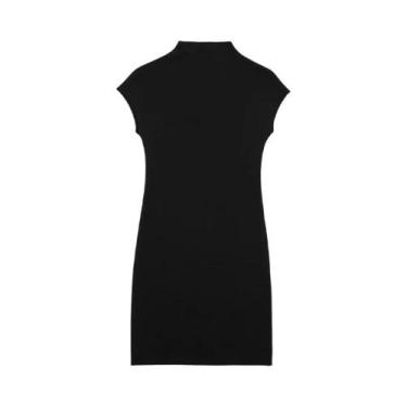 Imagem de Vestido Mini Vintage Feminino De Gola Alta Sem Mangas Em Malha Elástic