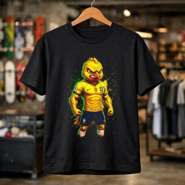 Imagem de Camiseta Canarinho Brabo Brasil Seleção Amarelinha Copa Mascote 100% Algodão Torcedor M...