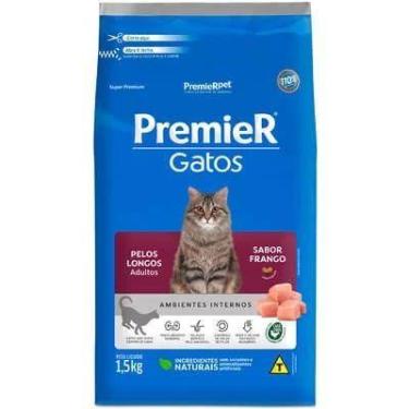 Imagem de Ração Premier Pet Gatos Ambientes Internos Pelos Longos Adultos Frango