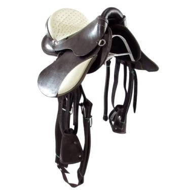 Imagem de Sela Australiana Marrom e Bege Infantil Luxo 12 Polegadas