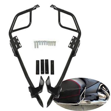 Imagem de Worldmotop Bolsa traseira de motocicleta para selim de trilhos, barras de proteção para Victory, Cross Country Tour Crossroad (preto)