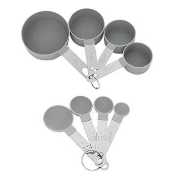 Imagem de Mimo Style Jogo de Xícaras e Colheres Medidoras 8 Peças. Medidor Feito Em Plástico com Alça de Aço Inoxidável. Seguro e Ideal Para Todos os Tipos de Ingredientes, Tanto Secos Quanto Úmidos, ASA20395