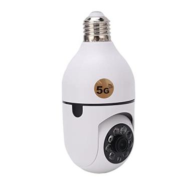 Imagem de Câmera de lâmpada, 360 ° 2,4 GHz / 5G 1080 P Wireless WiFi Home Security Camera com detecção de movimento, visão noturna infravermelha, voz bidirecional, Câmera de Vigilância Doméstica