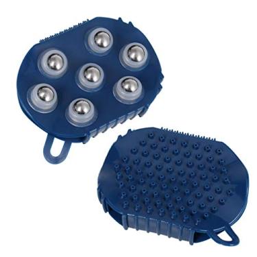 Imagem de YARNOW Luva de massagem de mão de silicone, massageador corporal, ferramenta de massagem de mão com sete bolas para braço corporal (azul)