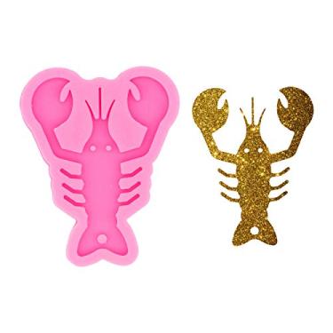 Imagem de Chaveiro em forma de lagosta brilhante bonito molde de silicone com furo doce molde de cristal colar joias epóxi molde de silicone resina moldes de artesanato para pingente de mochila