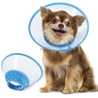 Imagem de (M, Azul Claro) - Vivifying Pet Cone, Gola Elizabetano Leve Ajustavel para Filhotes, Caes Pequenos e Gatos