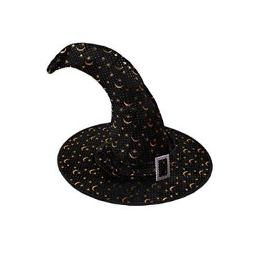 Imagem de Chapéu de bruxa infantil Bestgift chapéu de bruxa fantasia de Halloween chapéu de festa preto + Xingyue + Bend Top