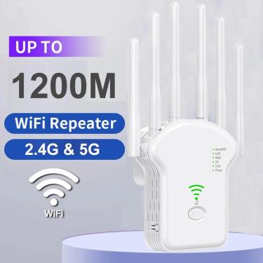 Imagem de Repetidor WiFi sem fio  banda dupla  extensor WiFi  amplificador de rede  roteador WPS  repetidor de