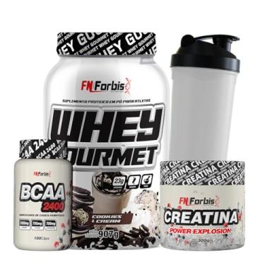Imagem de Whey Protein Gourmet Pote + Creatina 300g + BCAA 100 cáps + Coqueteleira - FN Forbis Nutrition (Cookies and Cream)