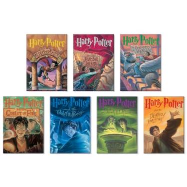 Imagem de Ata-Boy Harry Potter: The Complete Series 1-7 Ímãs de capa de livro – Conjunto de 7 ímãs.